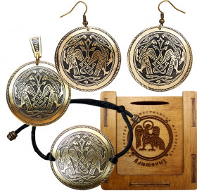 Jewelry set "Suzdal hawks" in a gift box.