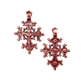 Copper pearl cross. 30x21mm