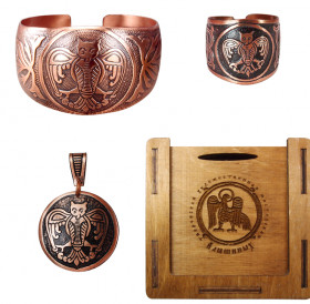 Jewelry set "Owl" in a gift box.
