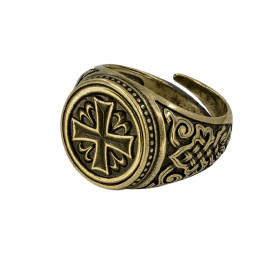 Кольцо узорчатое "Крест" круглое