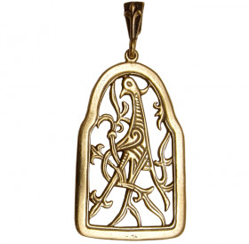 Slotted pendant "Bird with intertwined tail"