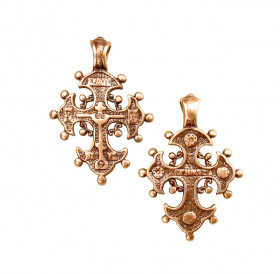 Copper pearl cross. 30x21mm