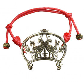 Bracelet-lace "Wide-horned moon with a pair of birds"