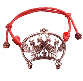Bracelet-lace "Wide-horned moon with a pair of birds"