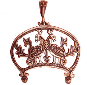 Slotted moon "Wide-horned with a pair of birds"