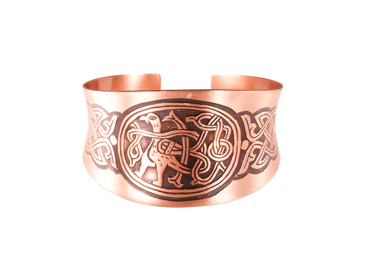 Concave bracelet "Peaceful bird with intertwined tail"
