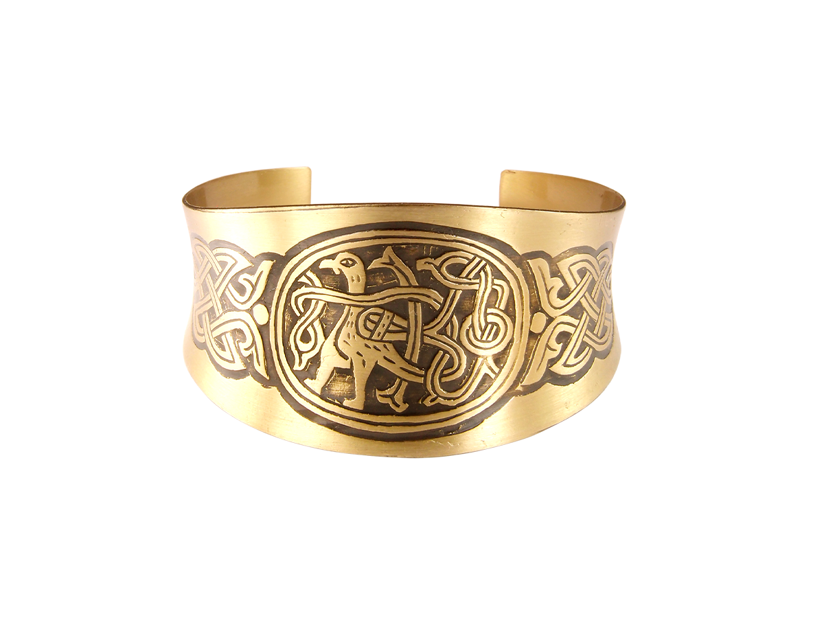 Concave bracelet "Peaceful bird with intertwined tail"