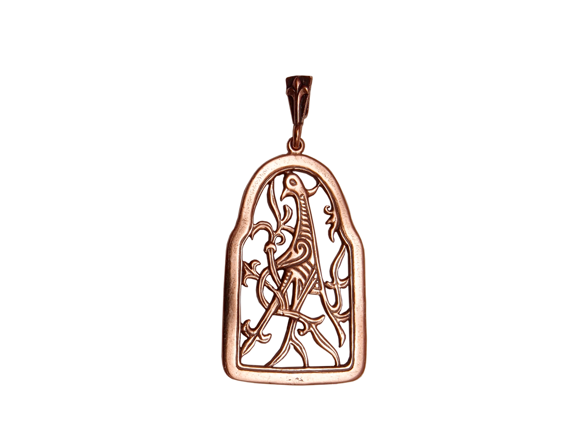 Slotted pendant "Bird with intertwined tail"