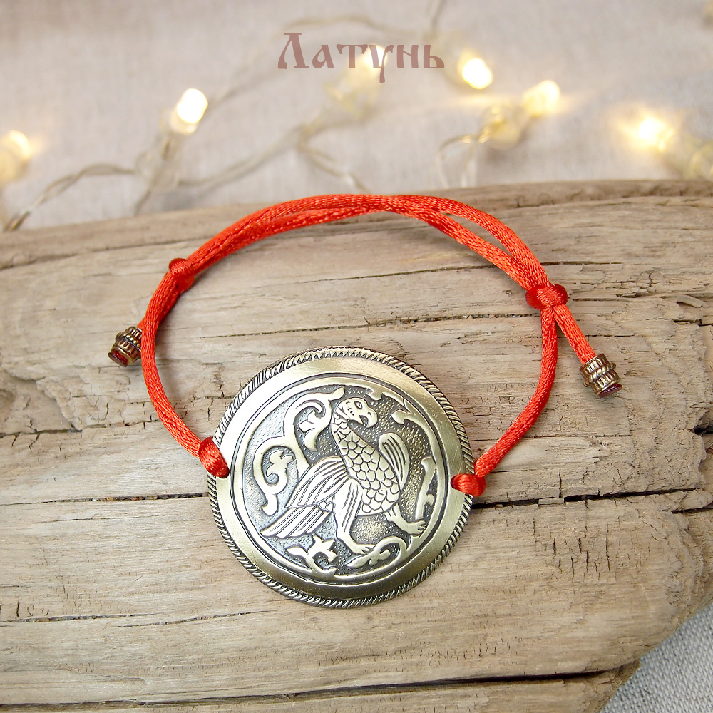 Bracelet-lace "Suzdal bird". Embossing