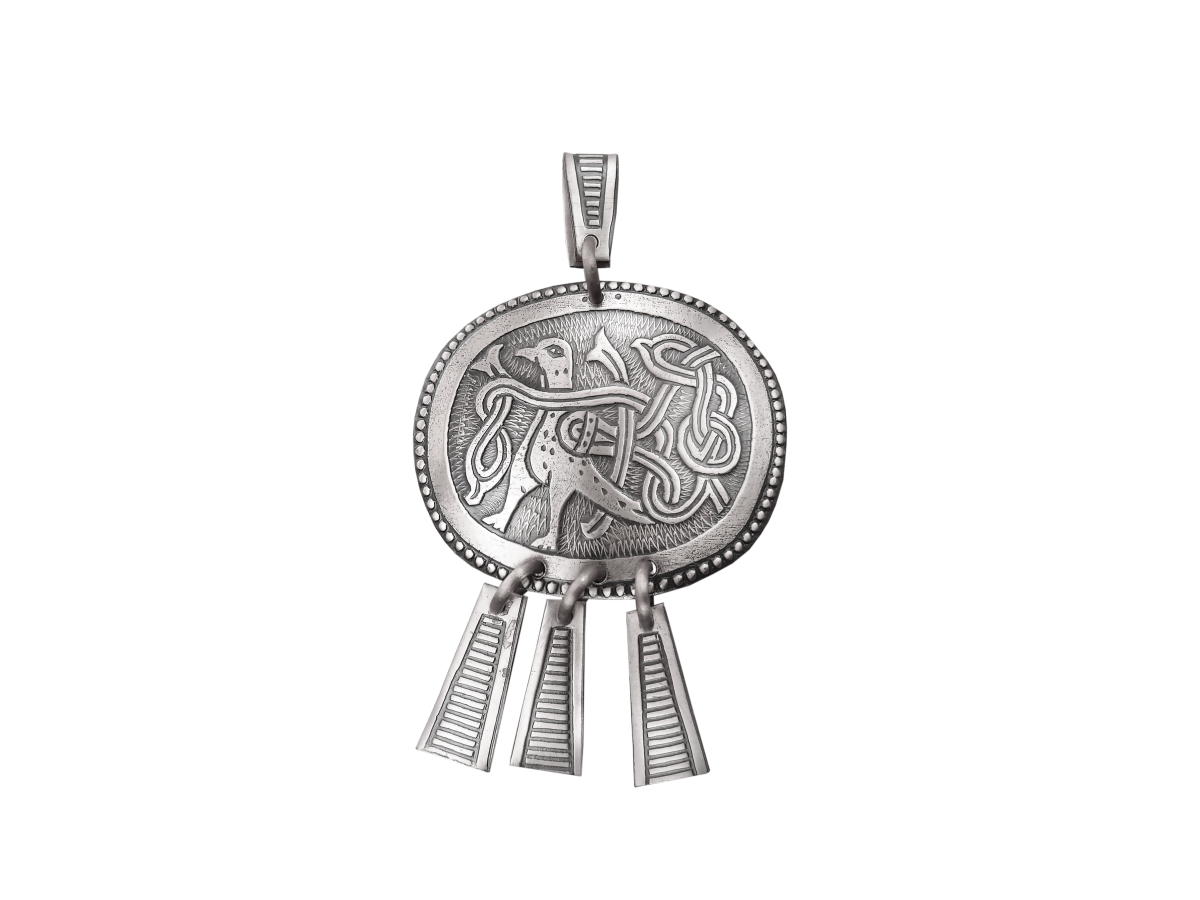 Pendant noisy "Bird with intertwined tail"