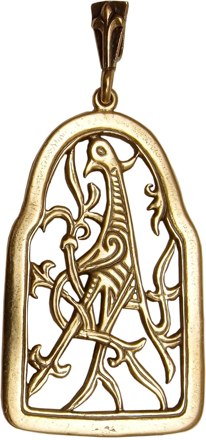 Slotted pendant "Bird with intertwined tail"