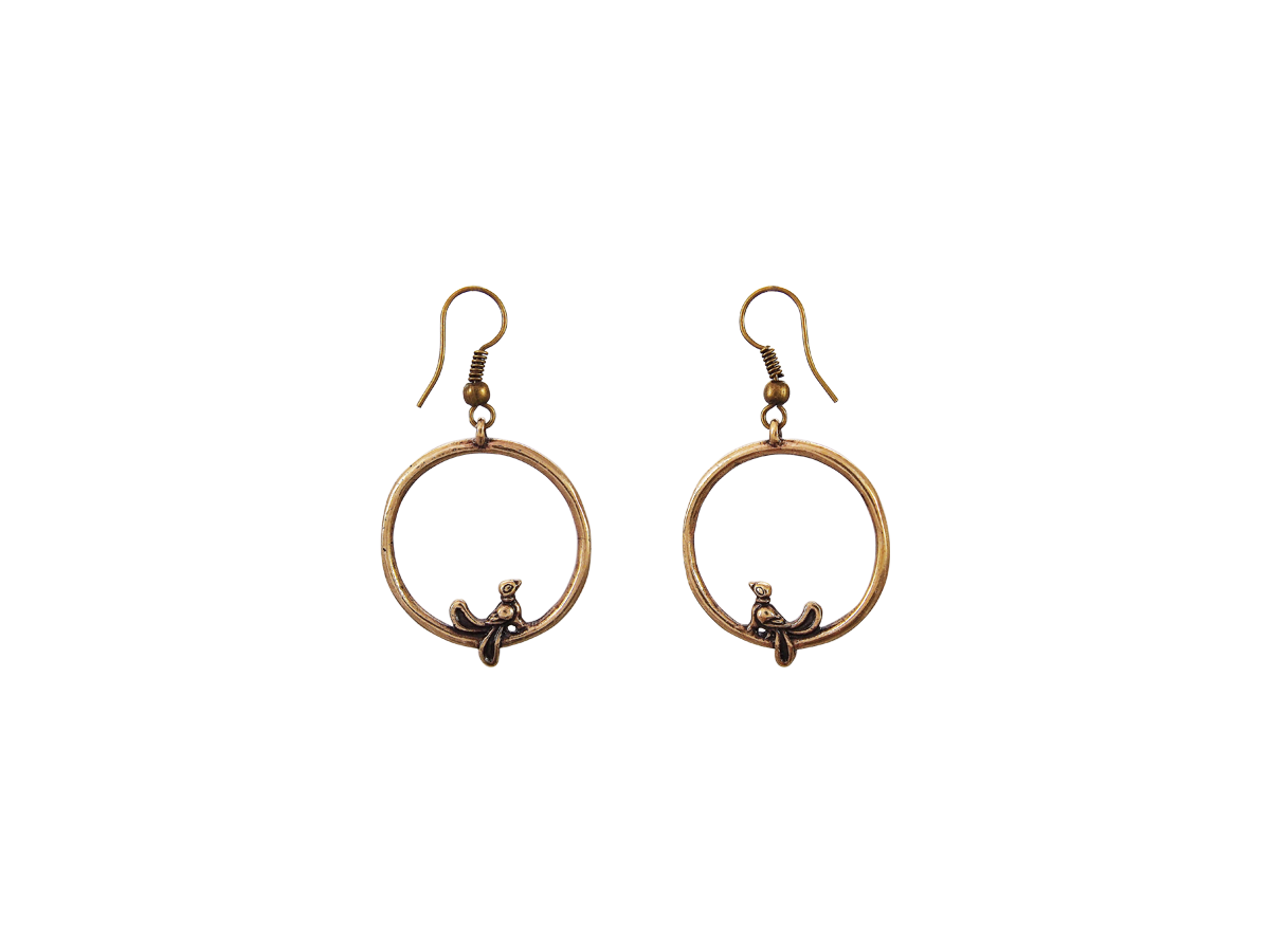 Earrings "Birds in a ring"