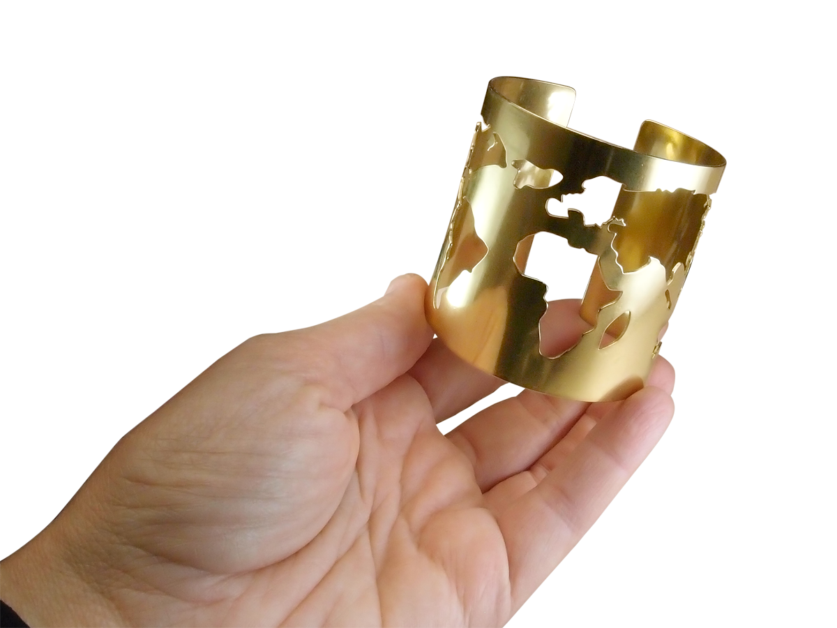Bracelet slotted "Map of the world". Width 60 mm