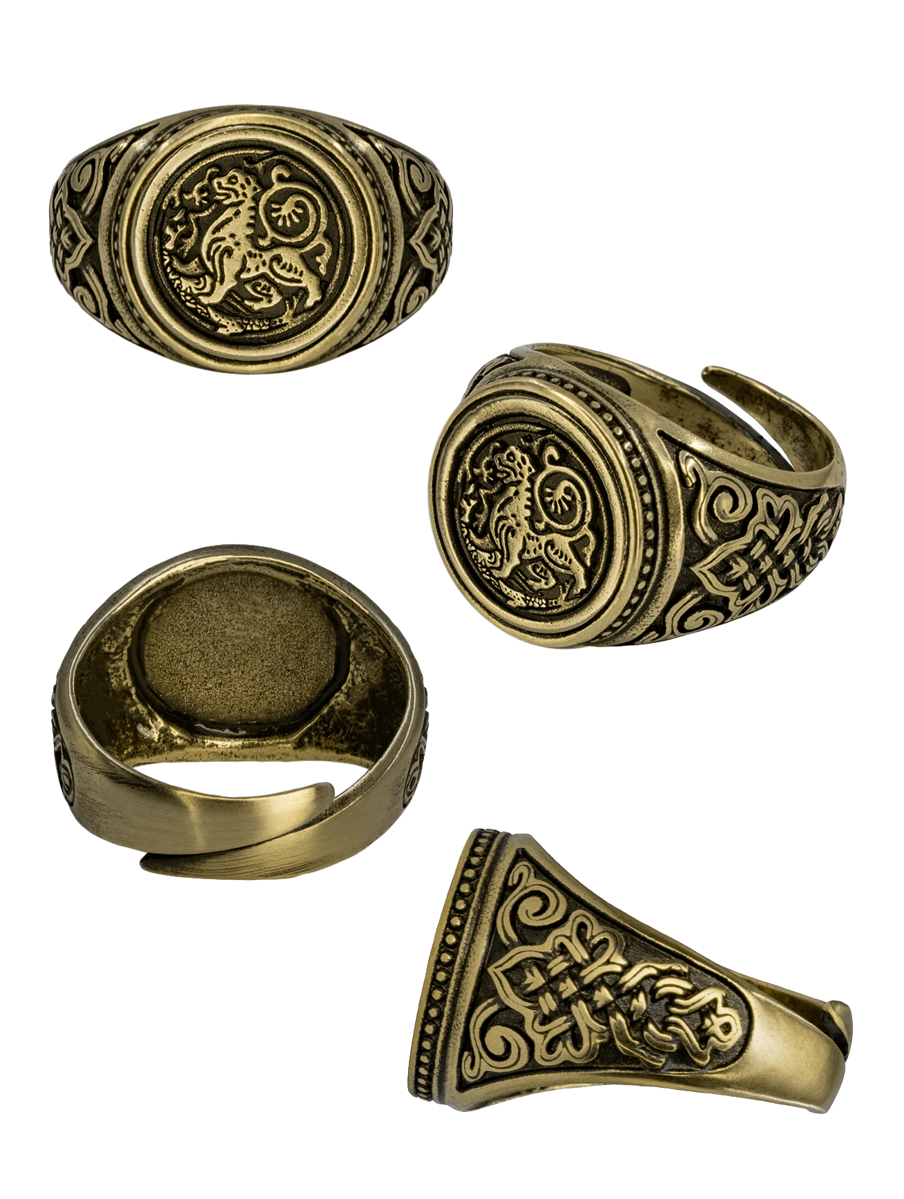 Кольцо узорчатое "Суздальский лев" круглое