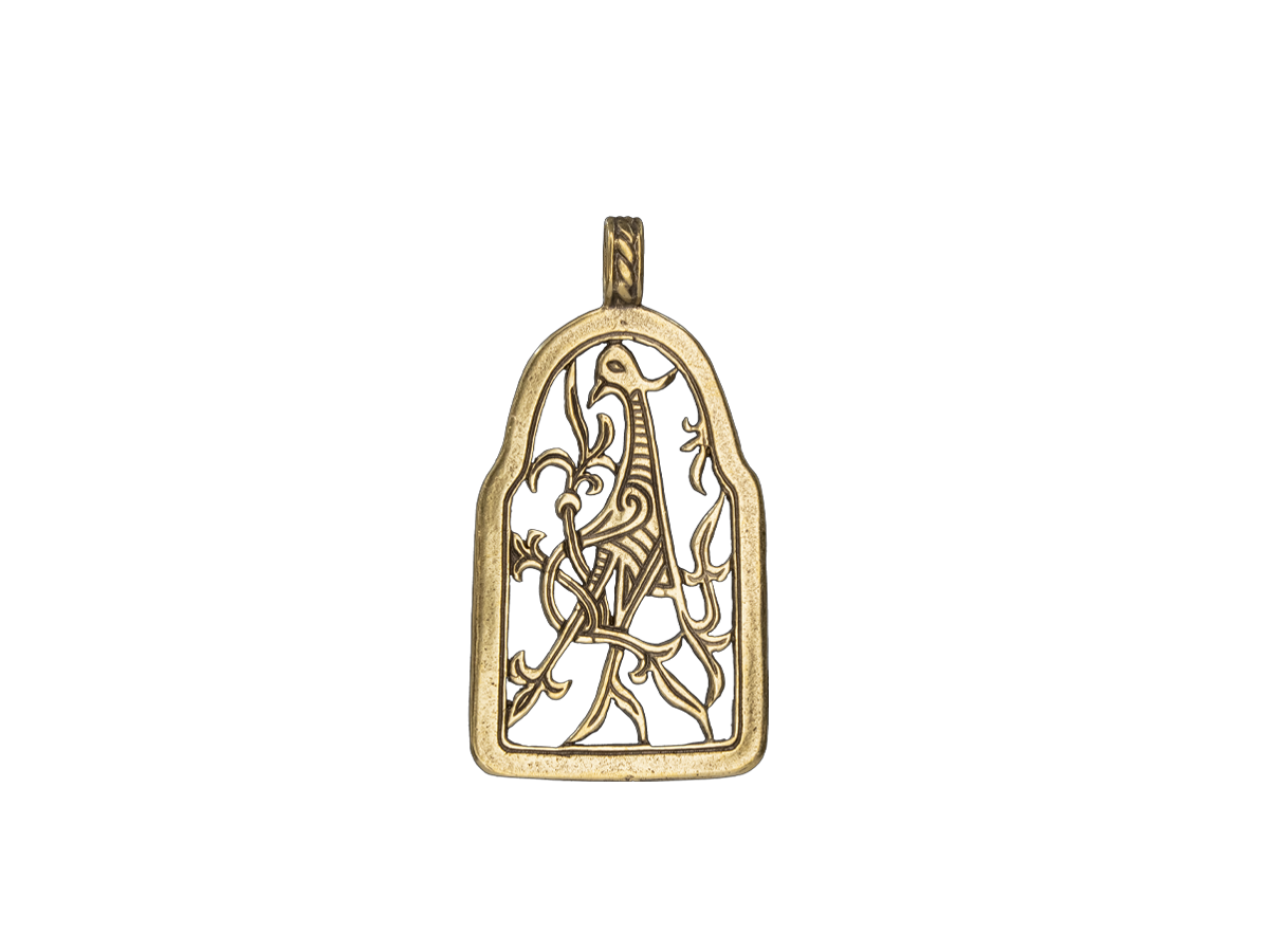 Slotted pendant "Bird with intertwined tail"