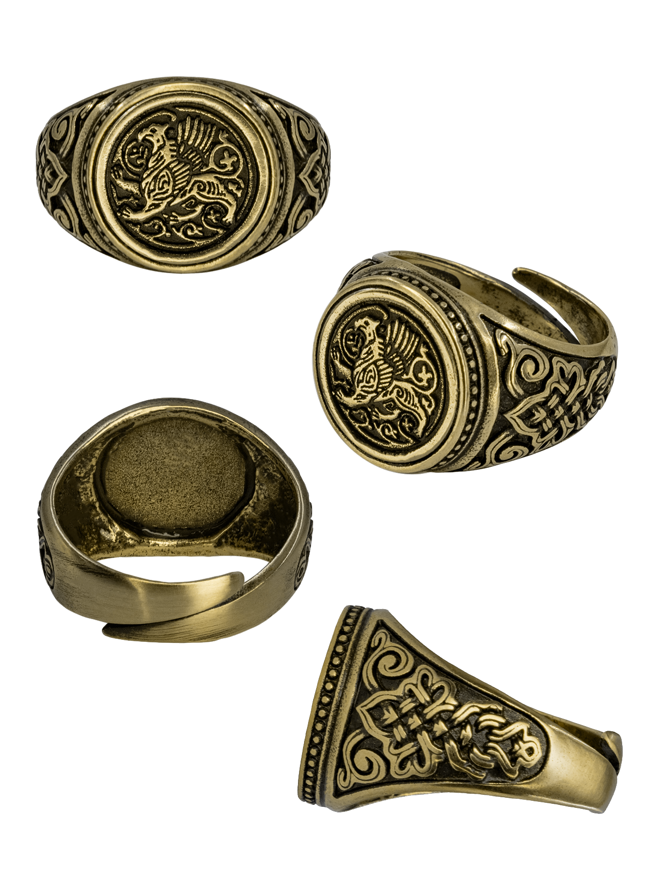 Кольцо узорчатое "Суздальский грифон" круглое