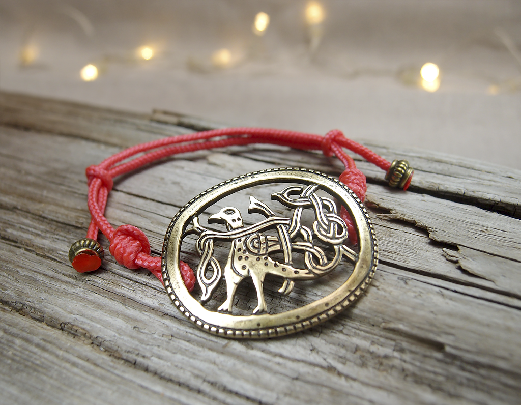 Cord bracelet "Bird with intertwined tail"